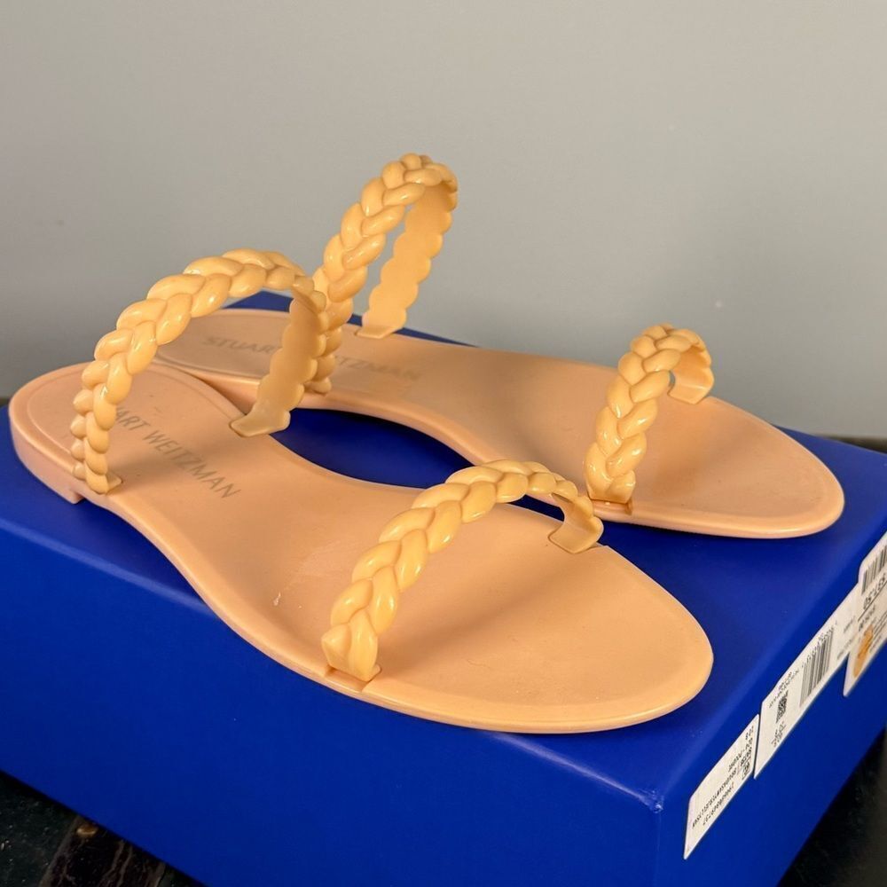 Stuart Weitzman Braida Sawyer Jelly Flat Slide Braided Sandals Size 10
